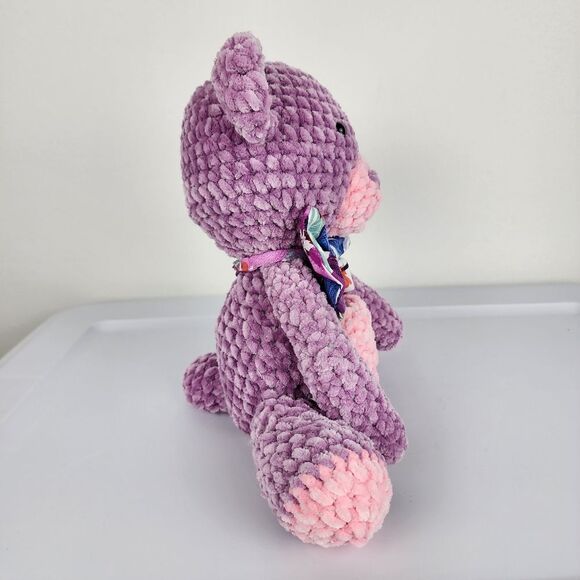 New Handmade Crochet Amigurumi Stuffed Toy Plush Teddy Bear With Bow - Picture 8 of 10